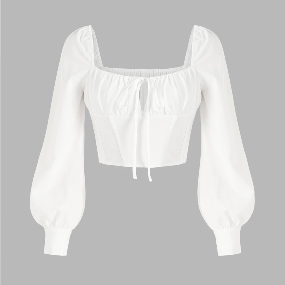 cider square neck blouse white small